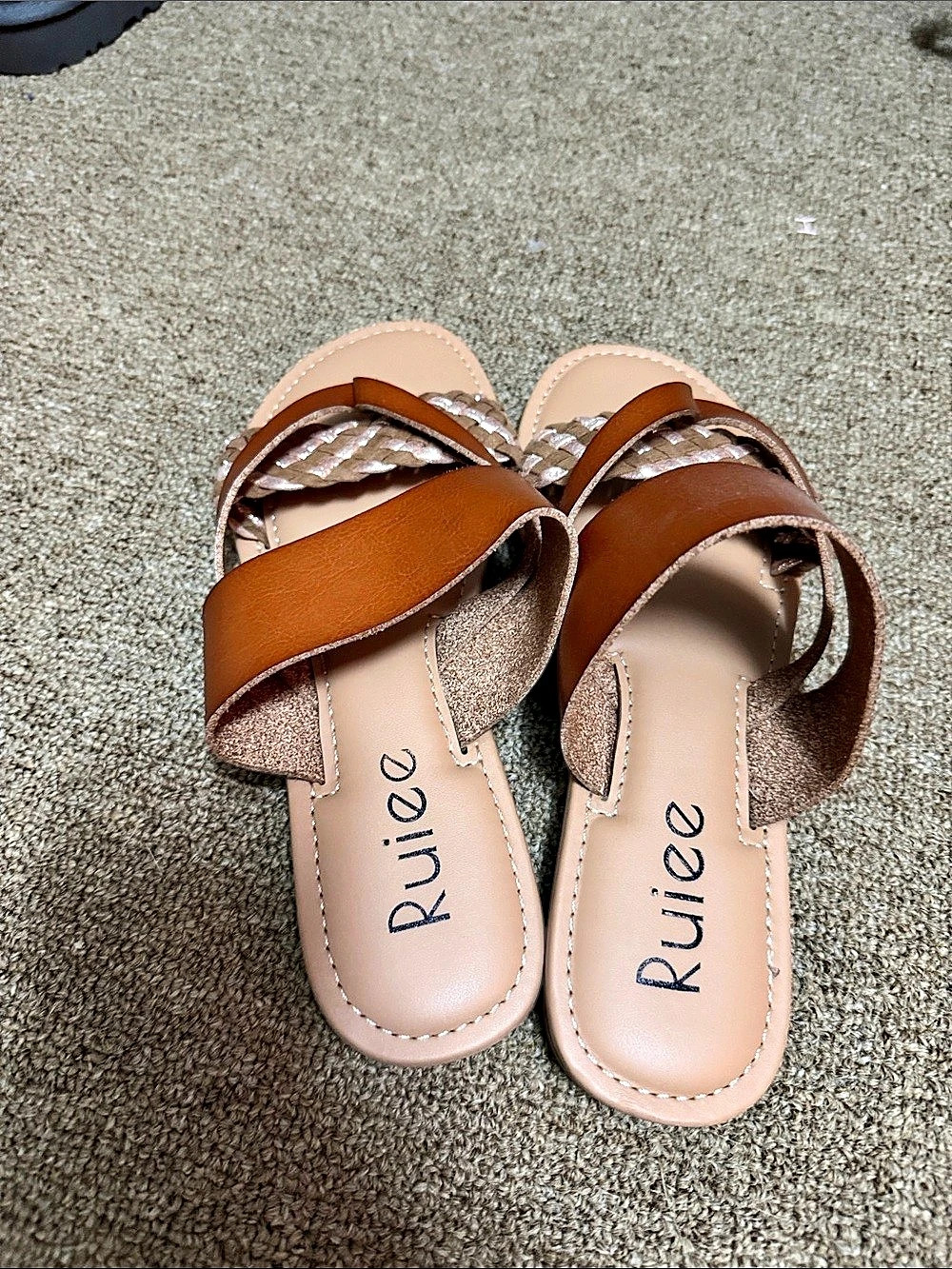 Ruiee Strappy Sandals in Brown & Gold Like New